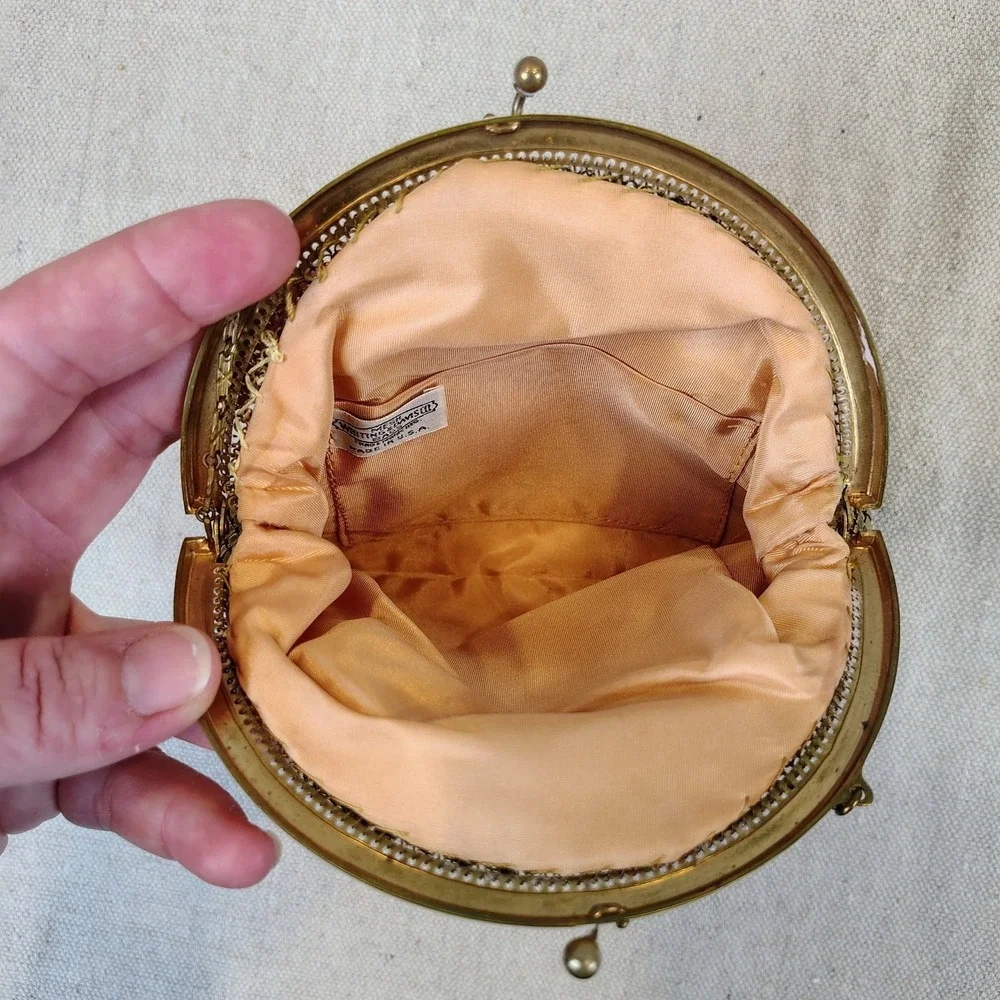 Vintage Whiting & Davis Gold Mesh Evening Purse Kiss Lock Made in USA Bag